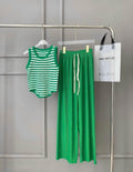 Women's set includes elastic pants and crop top