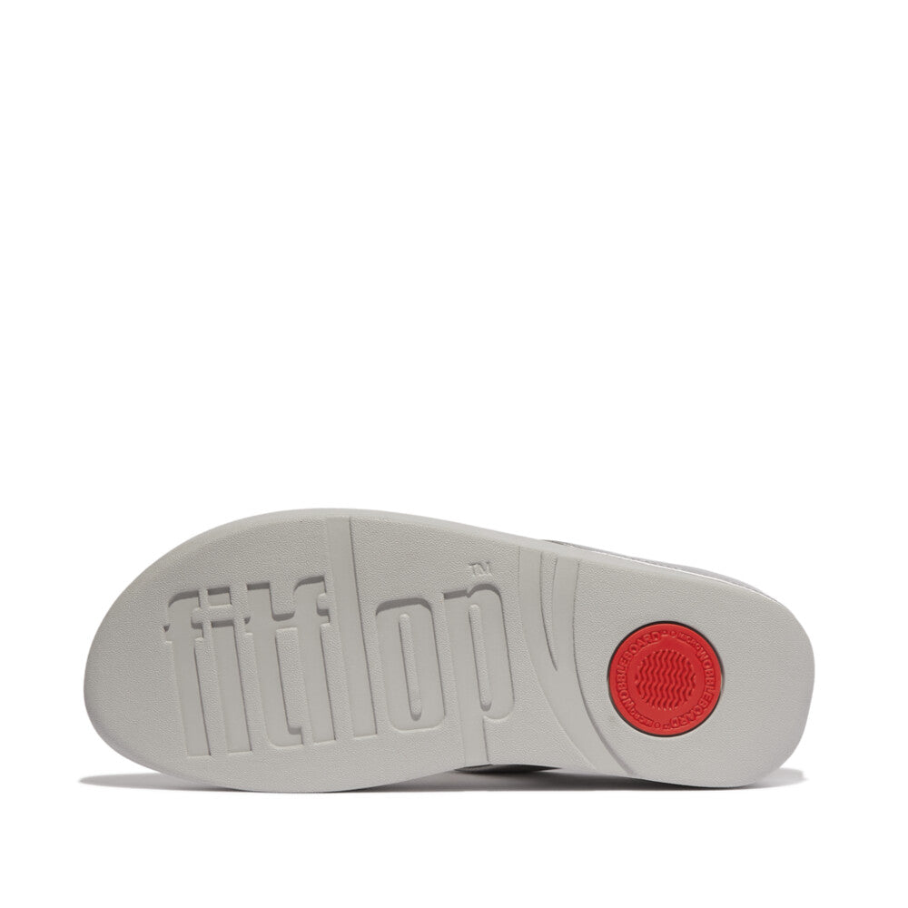 FitFlop FINO Bauble‑Bead Toe‑Post Sandals – Silver