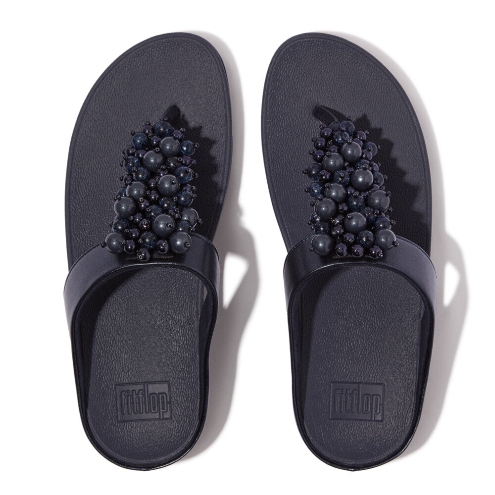 FitFlop FINO Bauble‑Bead Toe‑Post Sandals – Midnight Navy