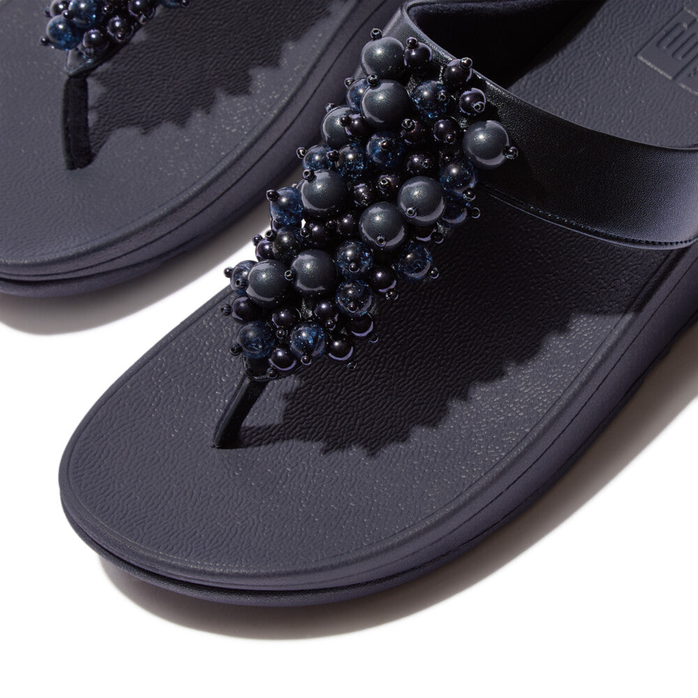 FitFlop FINO Bauble‑Bead Toe‑Post Sandals – Midnight Navy