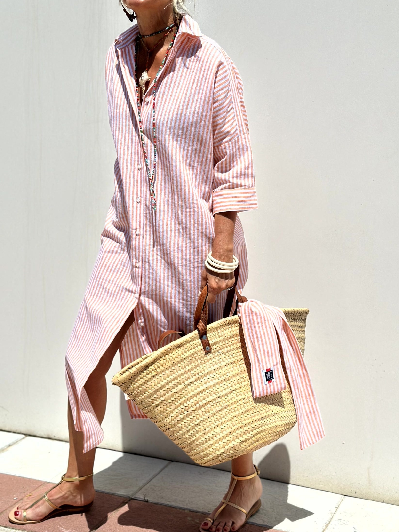 Coastal Stripe Maxi Shirt Dress