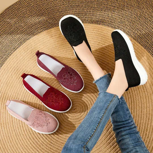 Floral Knit Slip-On Sneakers